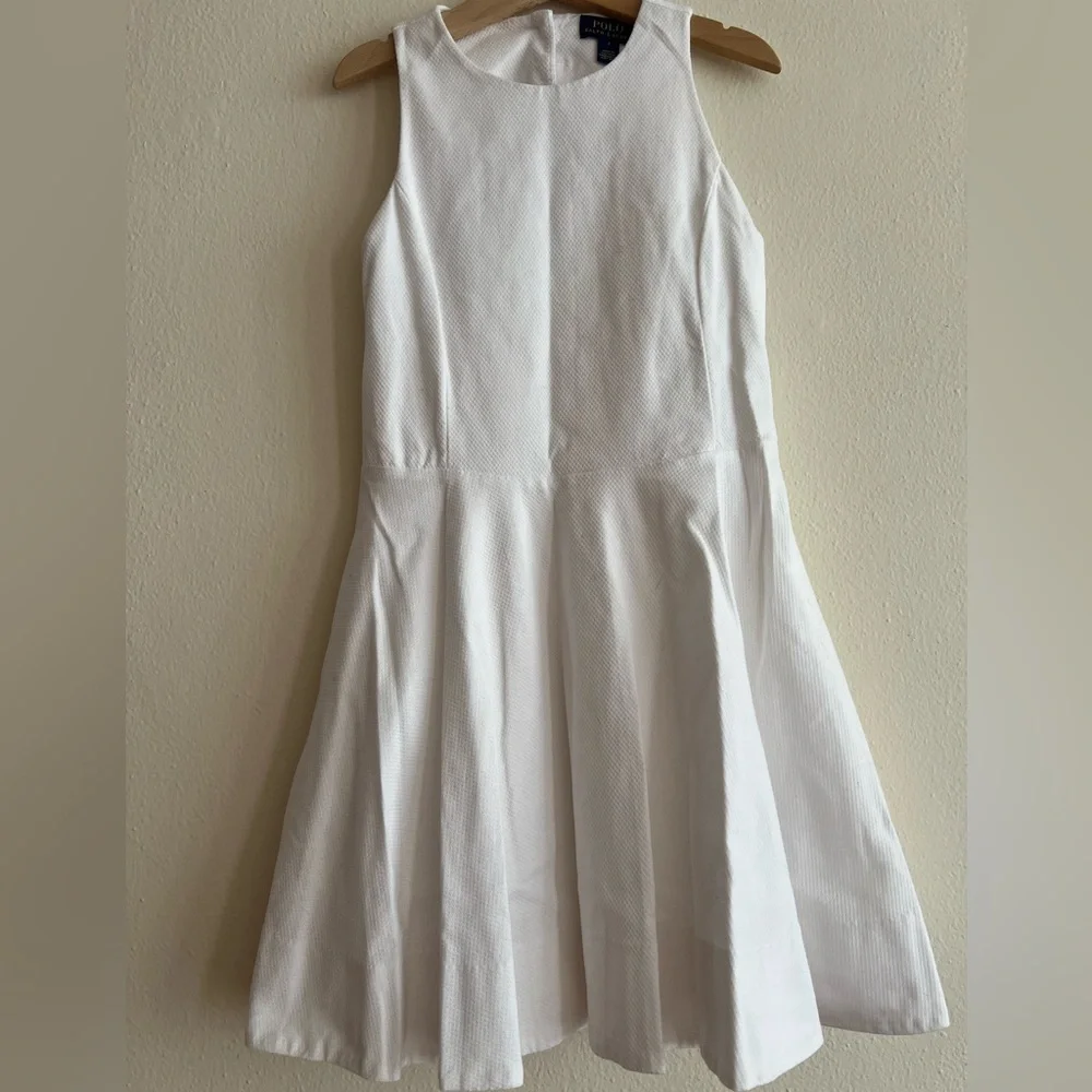 Polo by Ralph Lauren White Textured Open Back Dress Kids Girl Size 7 Party - Picture 2 of 9